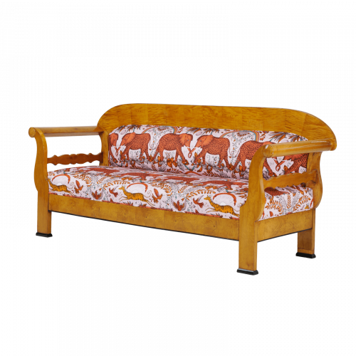 Birke um 1840 - Pretty Antique Sofa seitlich
