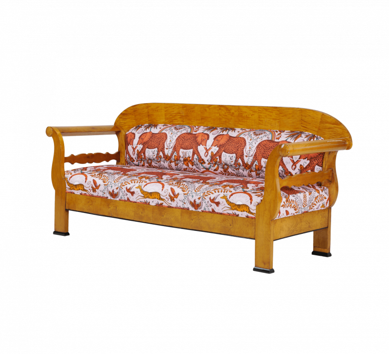 Birke um 1840 - Pretty Antique Sofa seitlich